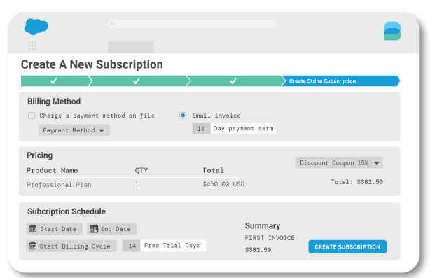 Breadwinner Payments - Create Stripe Subscriptions in Salesforce
